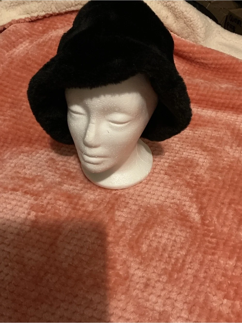 Black Faux Fur Bucket Hat - Women Accessories Glasses